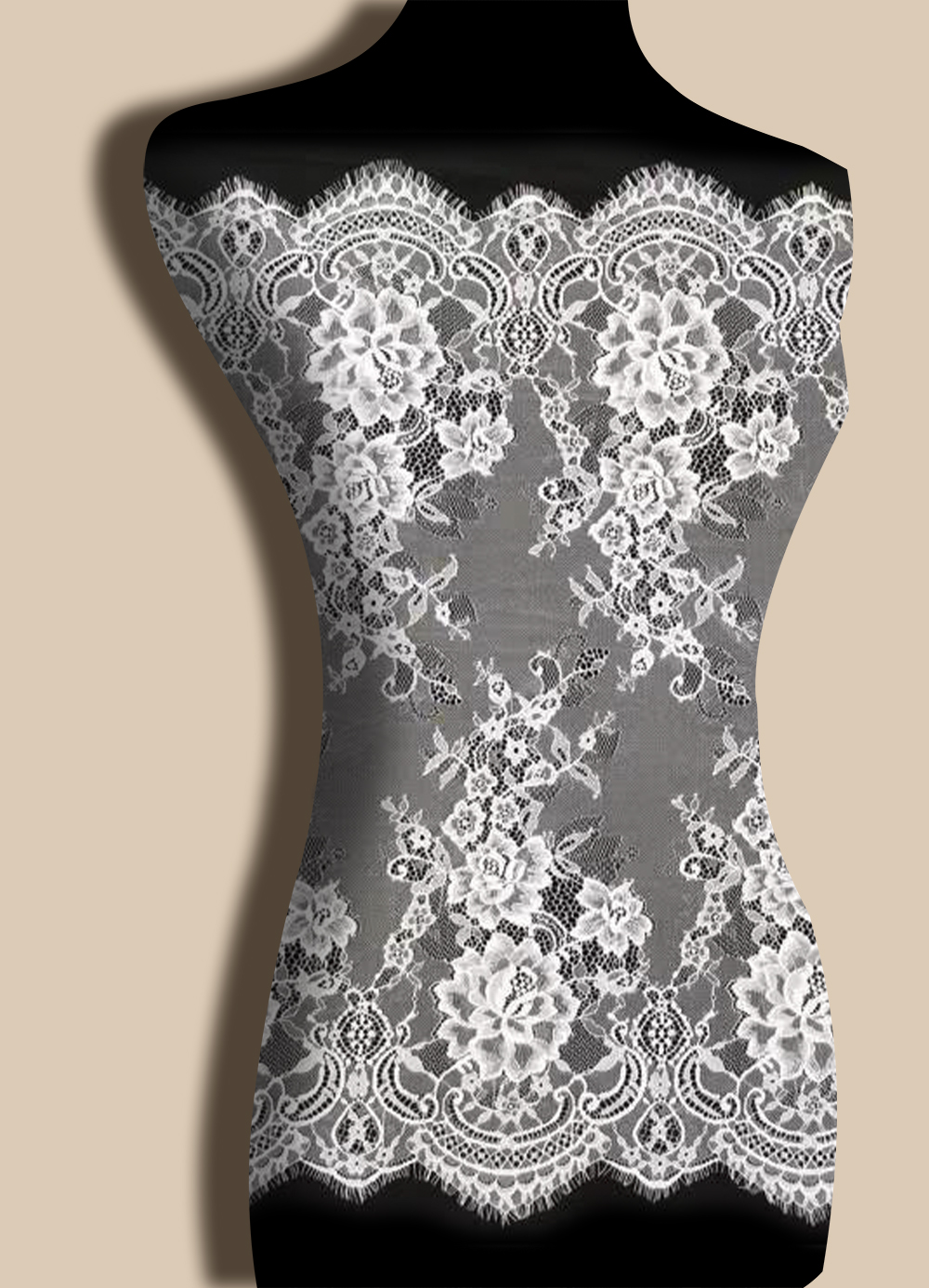 Yanzi White Chantilly Lace Eyelash Trim (75cm）