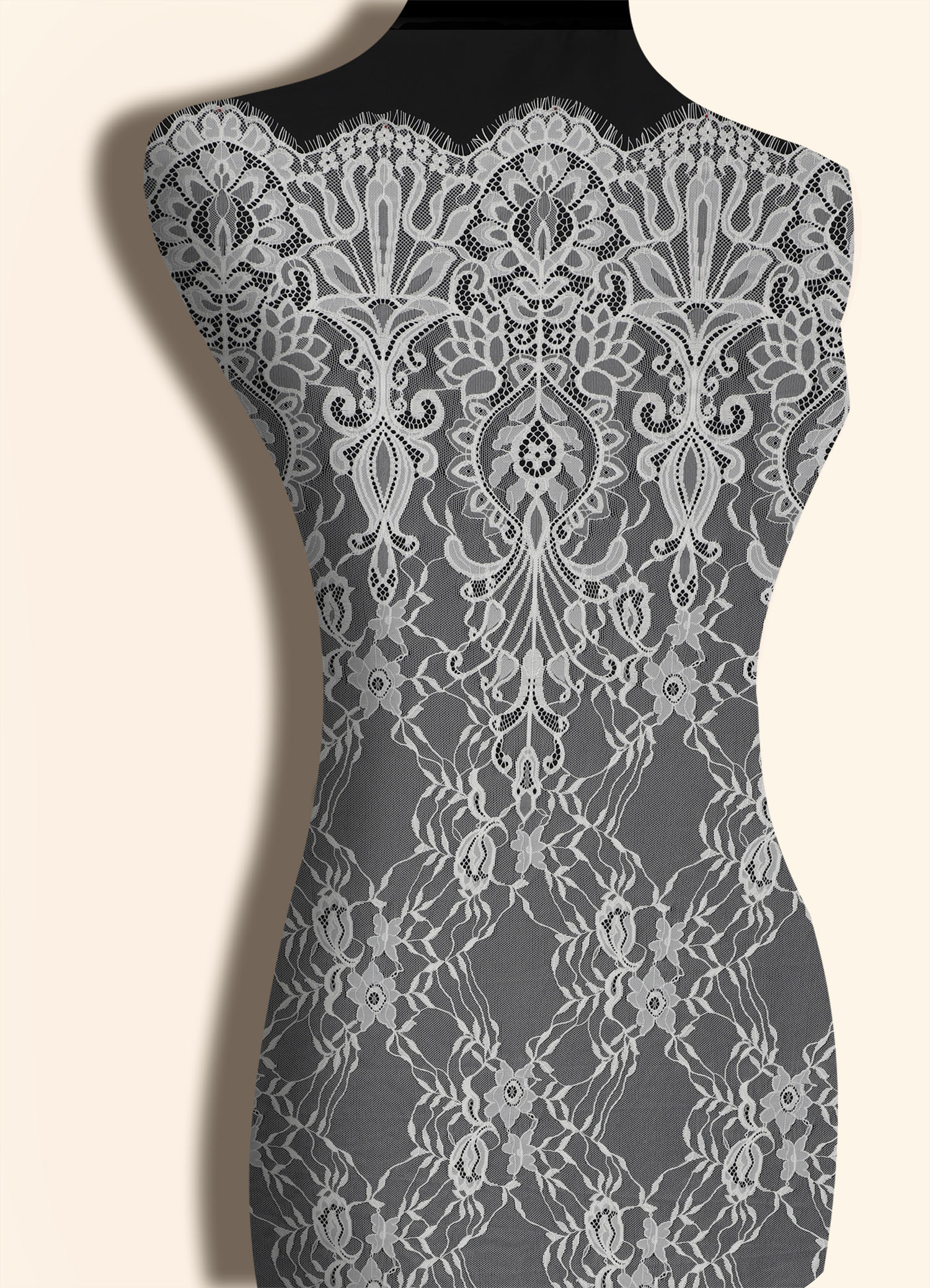 Yanzi off-white French chantilly eyelash lace fabric (59-624）