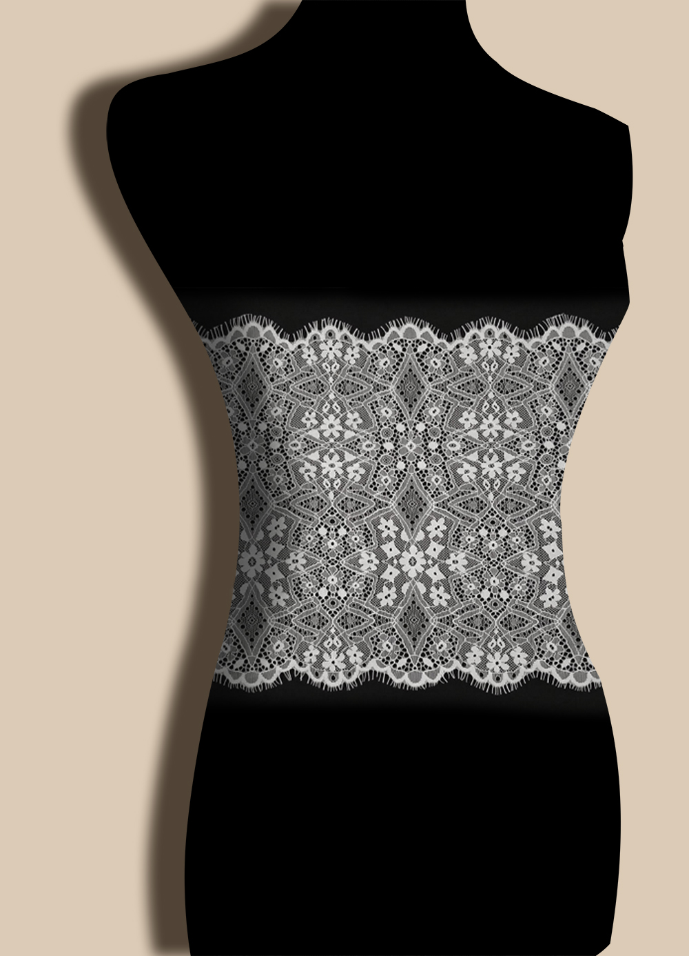 Yanzi White Chantilly Lace Eyelash Trim (30cm）