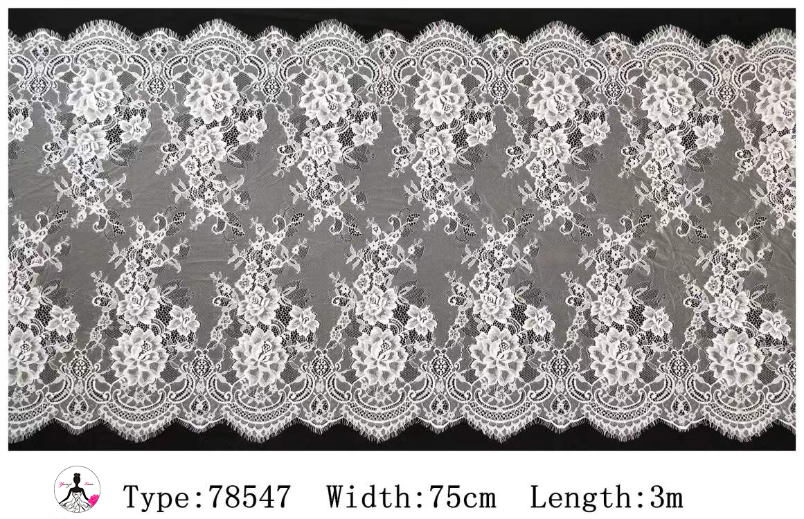 Yanzi White Chantilly Lace Eyelash Trim (75cm）