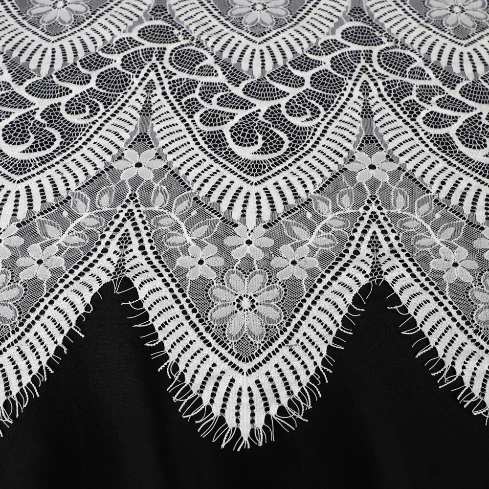 Yanzi wholesale french lace chantilly eyelash fabric white mesh embroidery (59-374B）