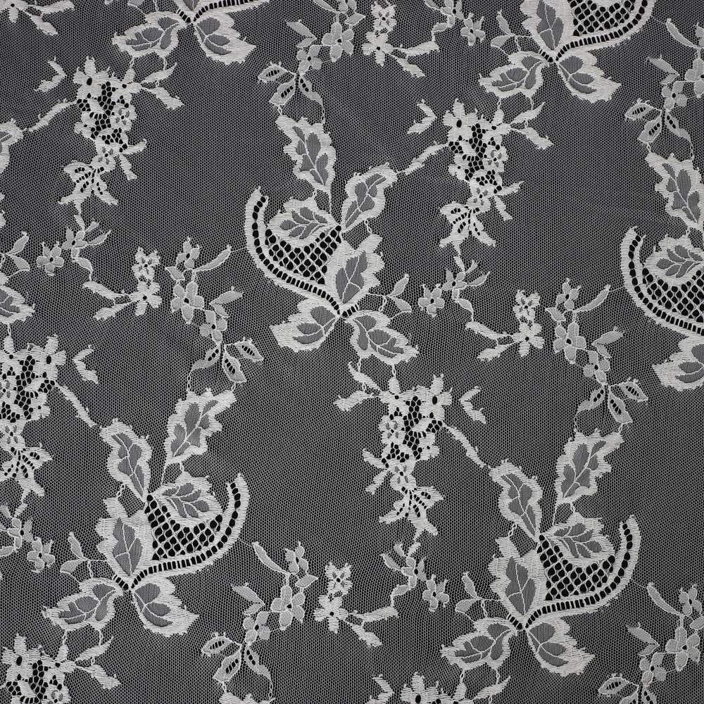 Yanzi off-white French chantilly eyelash lace fabric (59-657）