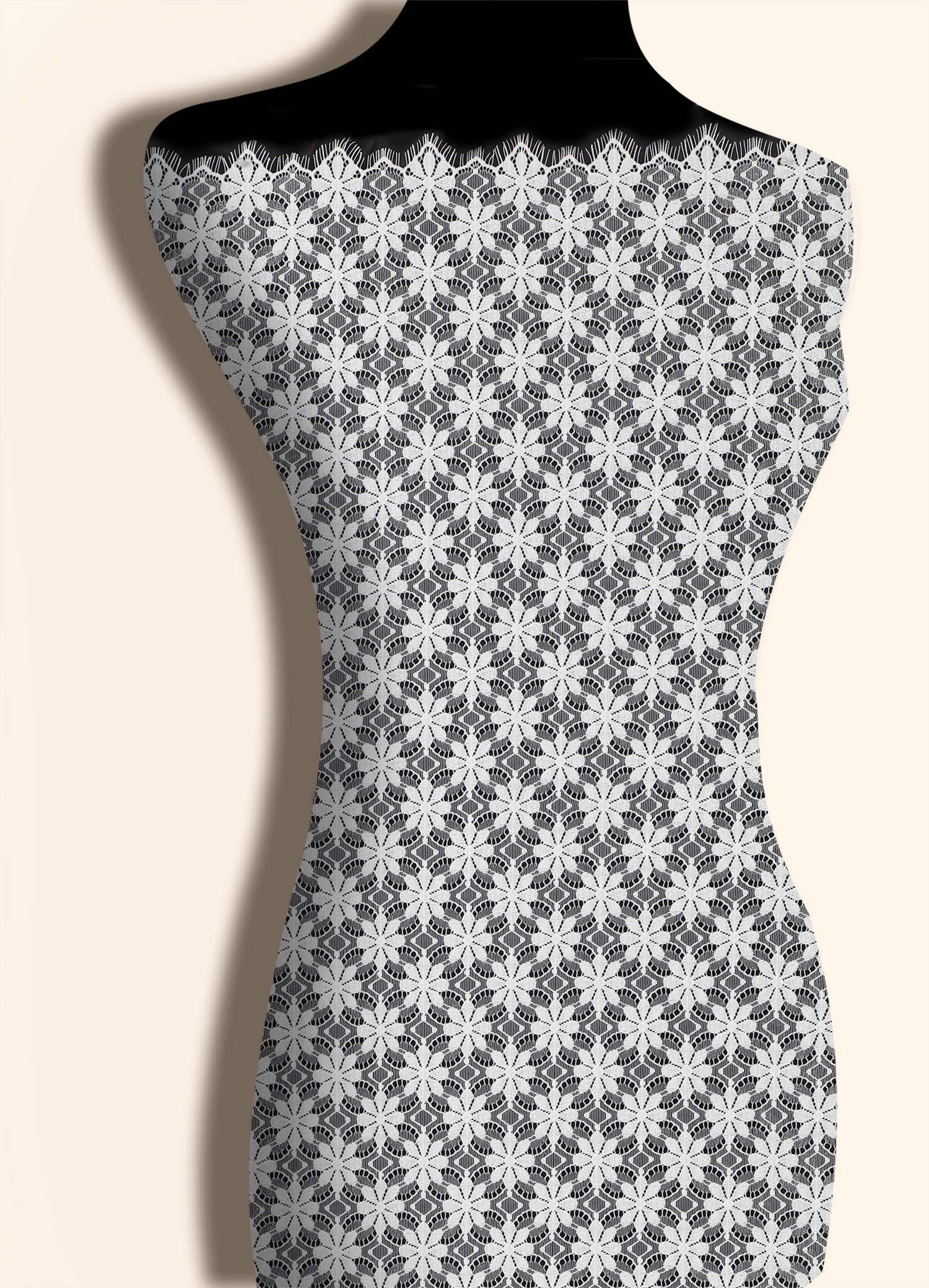 Yanzi Off-white French eyelash lace fabric (59-612）