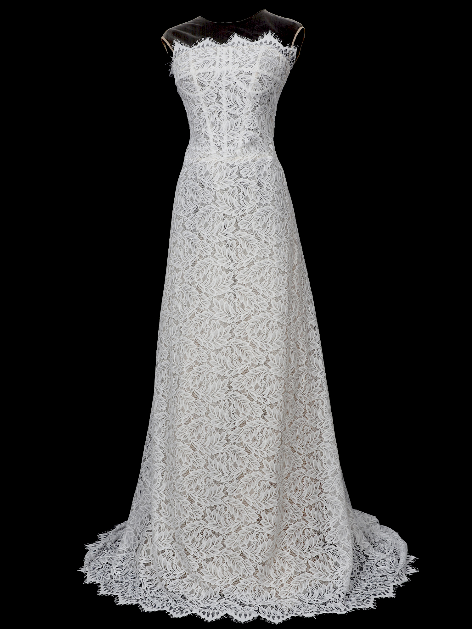 Yanzi off-white French chantilly eyelash lace fabric (59-658）