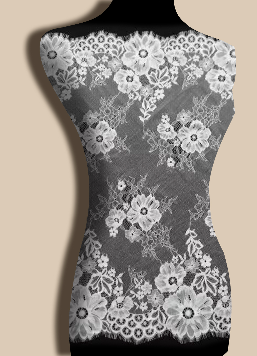 Yanzi White Chantilly Lace Eyelash Trim (76cm）