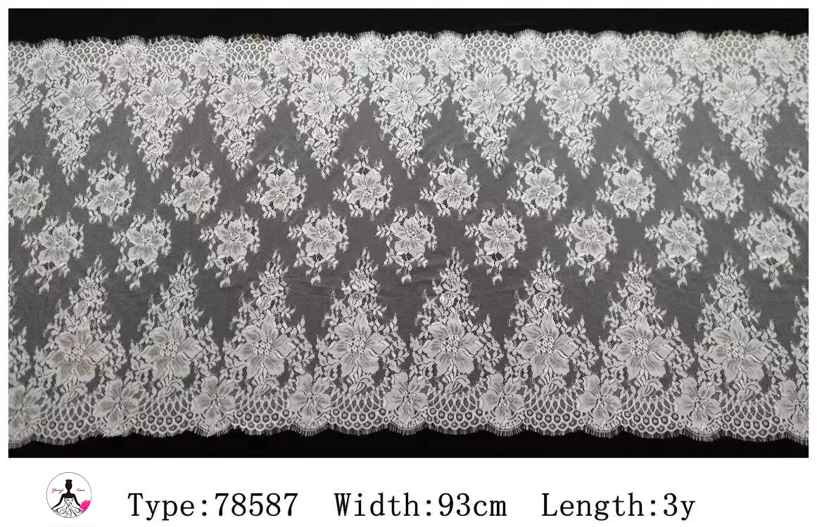 Yanzi White Chantilly Lace Eyelash Trim (93cm）