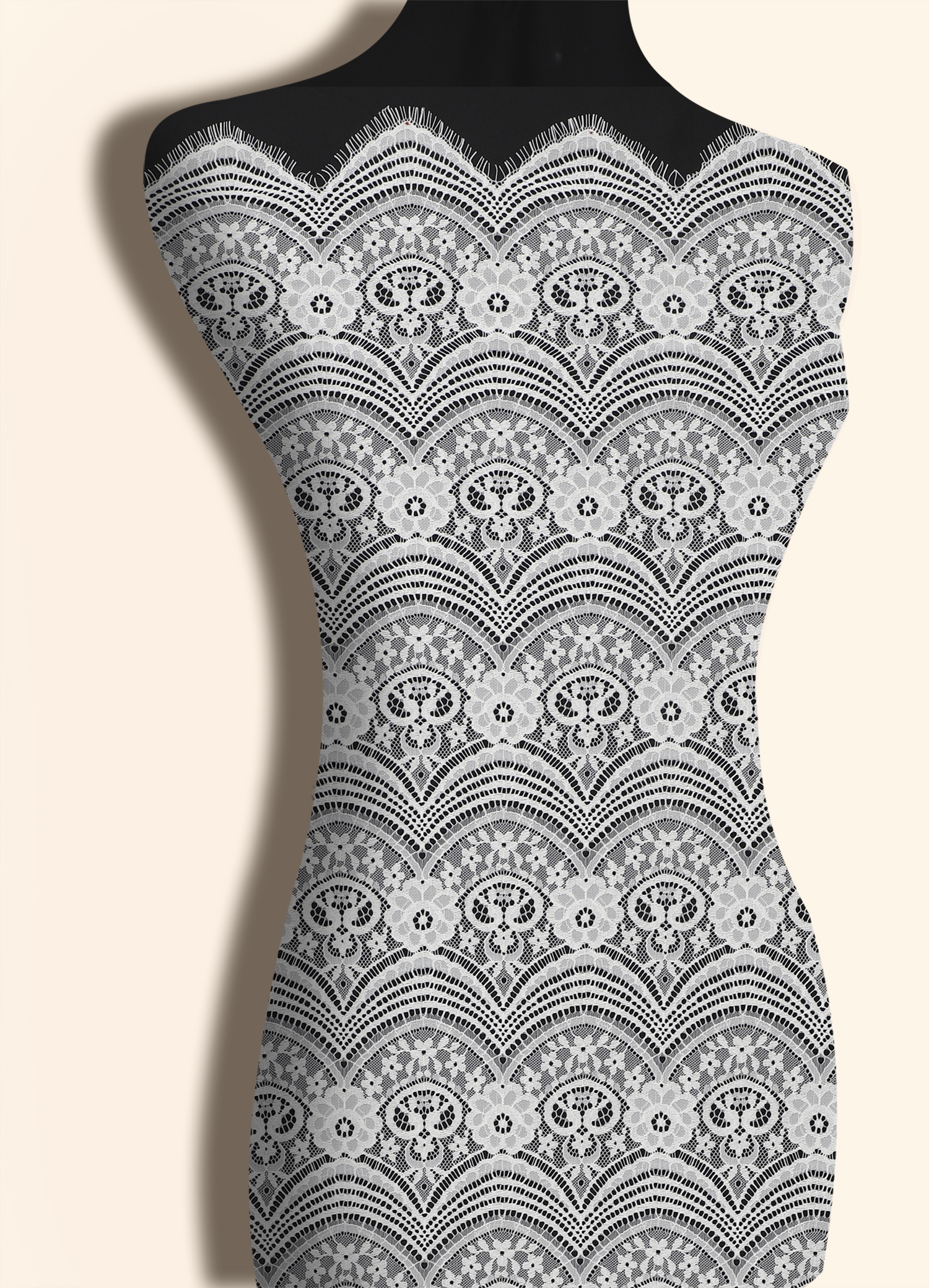 Yanzi off-white French chantilly eyelash lace fabric (59-665）