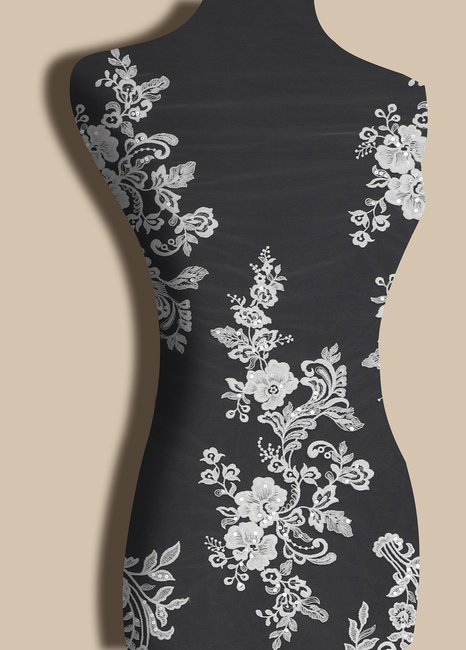 Yanzi floral embroidery lace with sequins