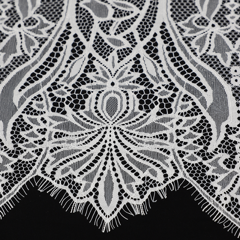 Yanzi white chantilly lace fabric wholesale bridal wedding embroidered tulle dress fabric french eyelash lace (3n71）