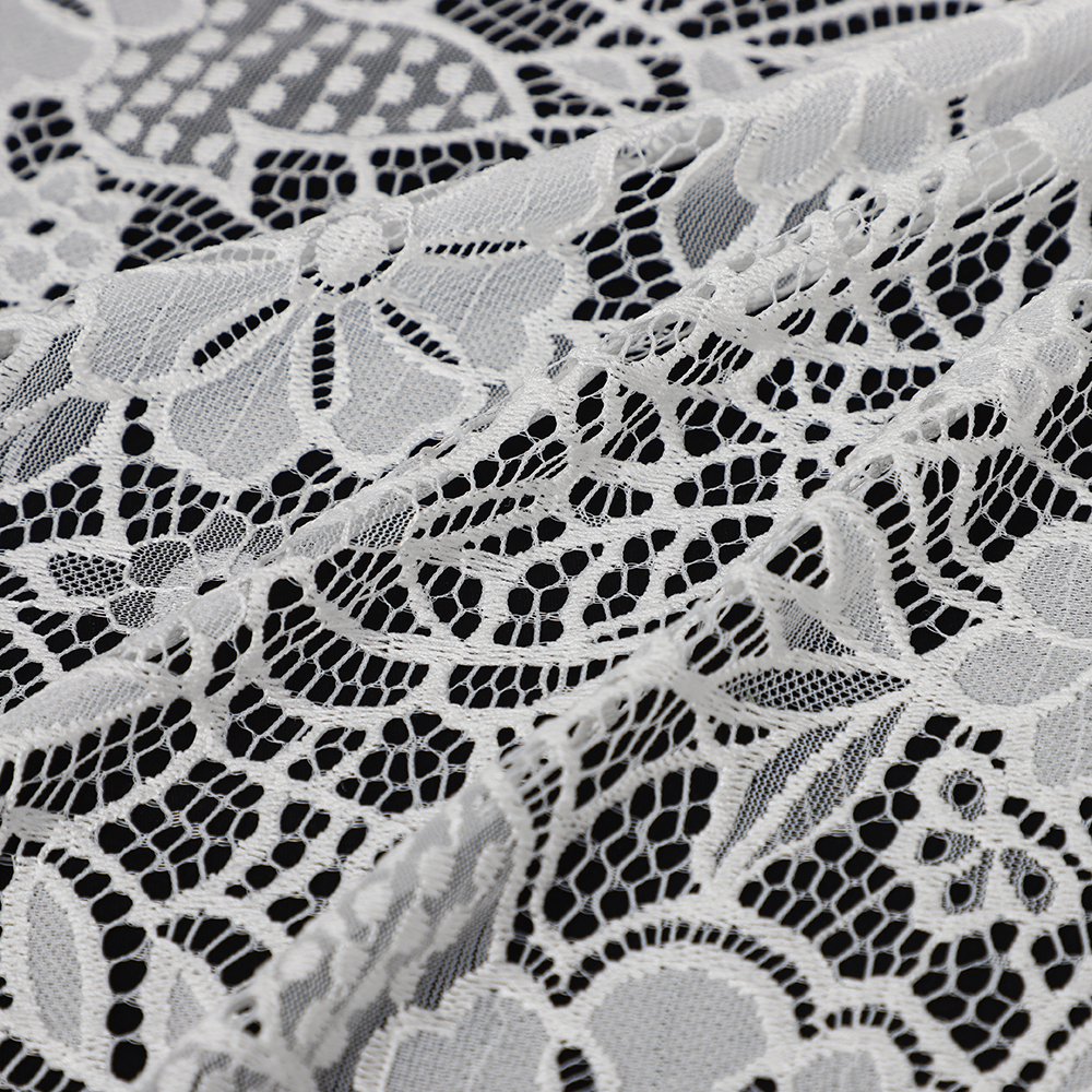 Yanzi off-white French chantilly eyelash lace fabric (59-670）