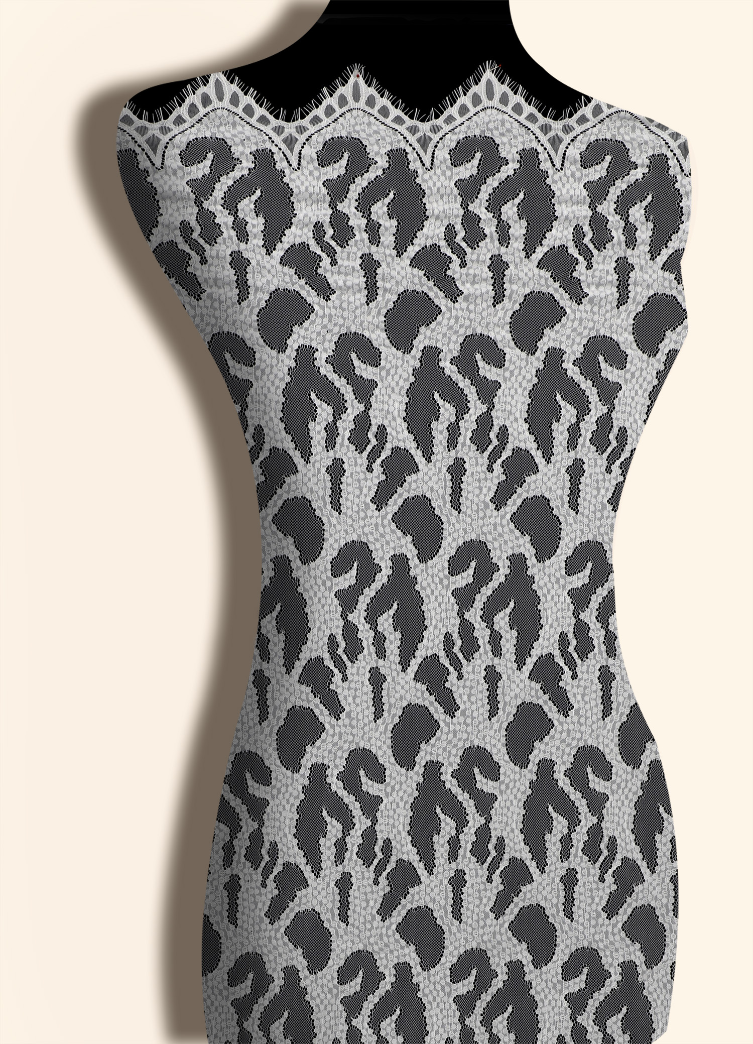 Yanzi off-white French chantilly eyelash lace fabric (59-655）