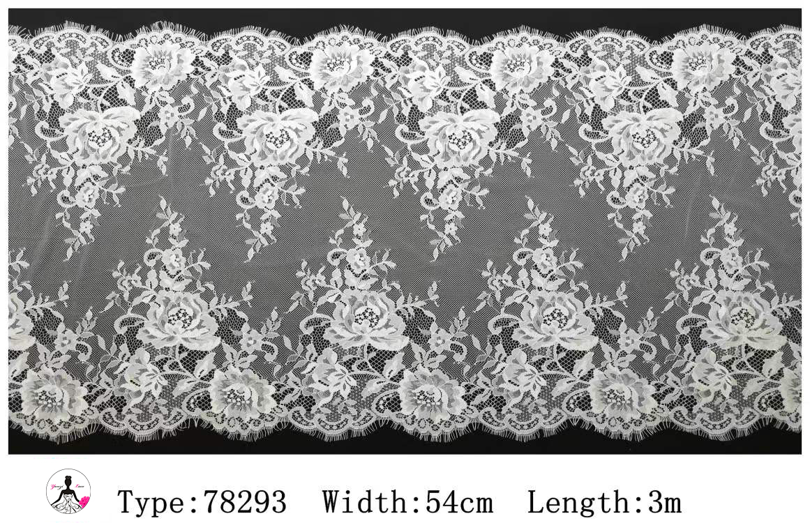 Yanzi White Chantilly Lace Eyelash Trim (54cm）