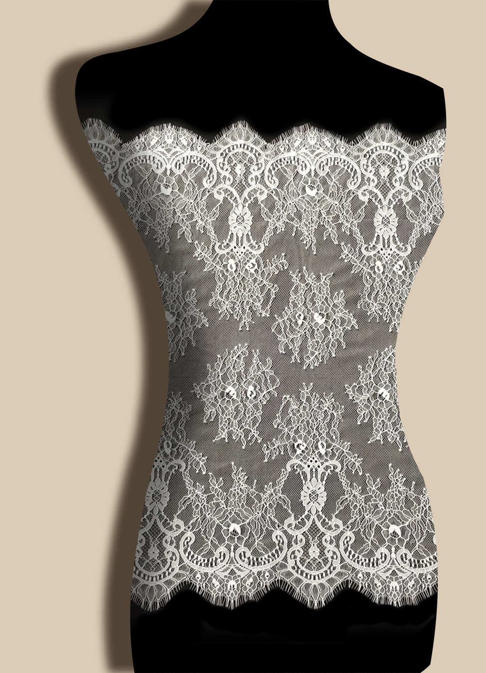 Yanzi White Chantilly Lace Eyelash Trim (65cm）