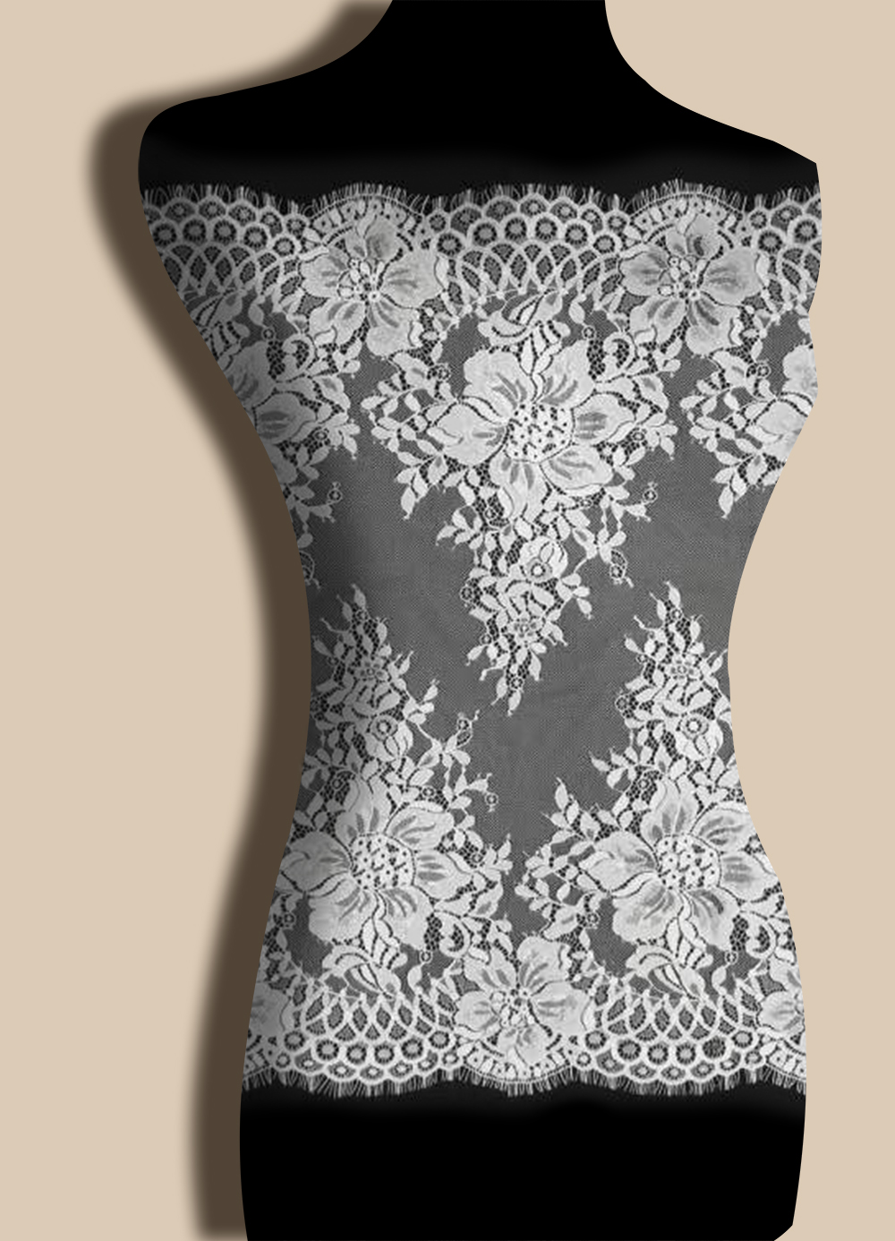 Yanzi White Chantilly Lace Eyelash Trim (60cm）