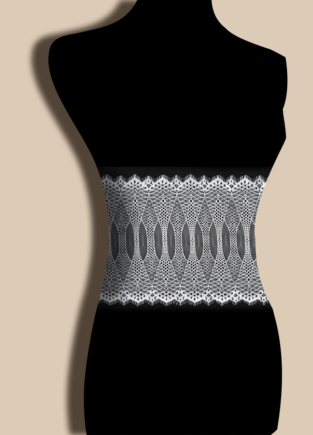 Yanzi White Chantilly Lace Eyelash Trim (23cm）