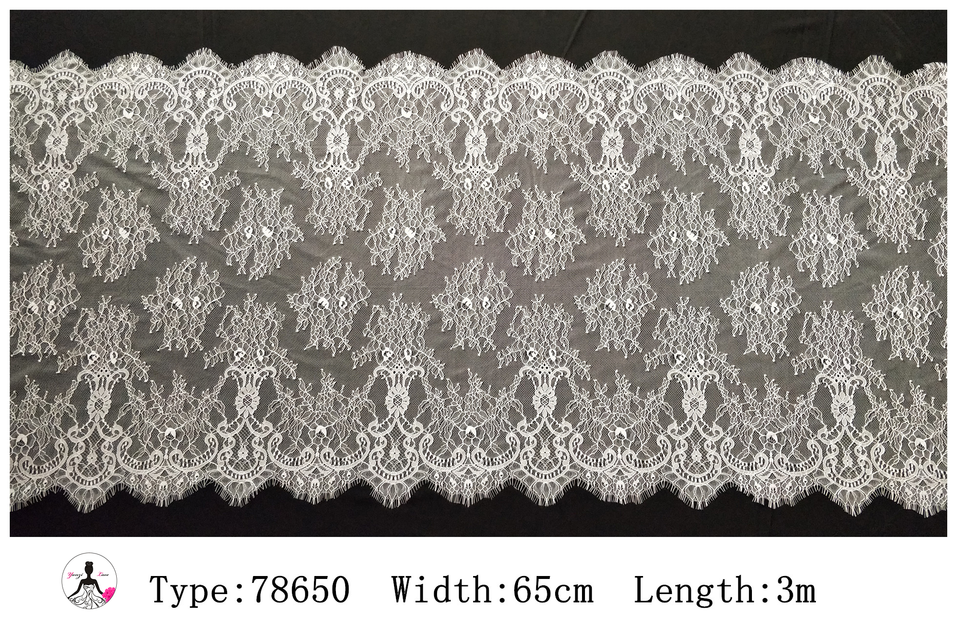 Yanzi White Chantilly Lace Eyelash Trim (65cm）