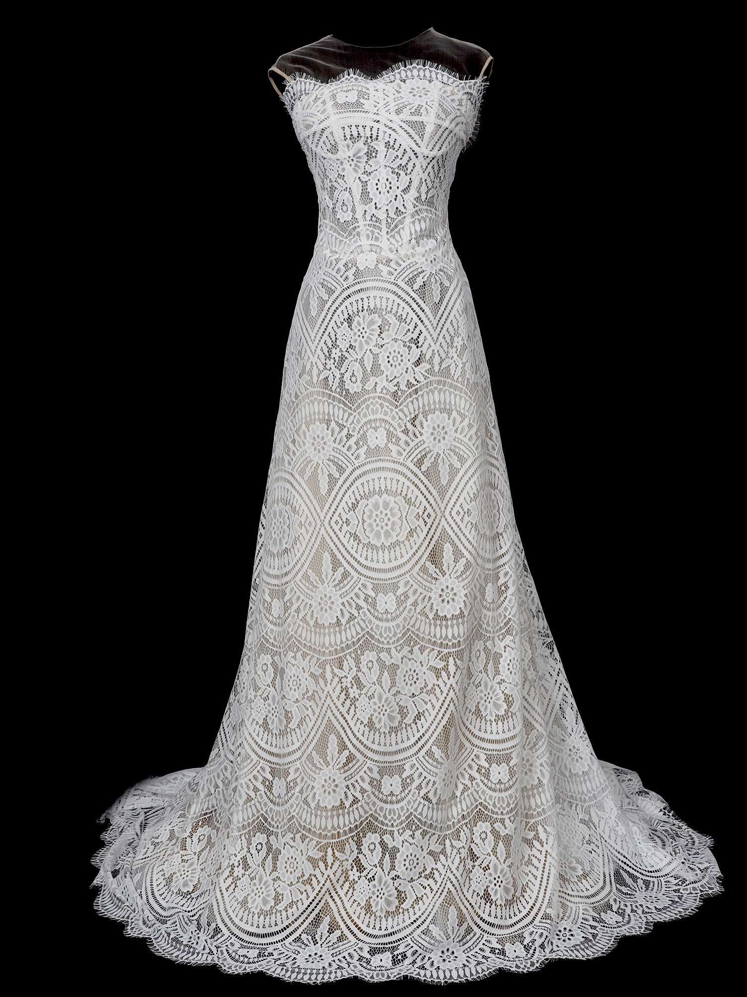 Yanzi off-white French chantilly eyelash lace fabric (59-663）