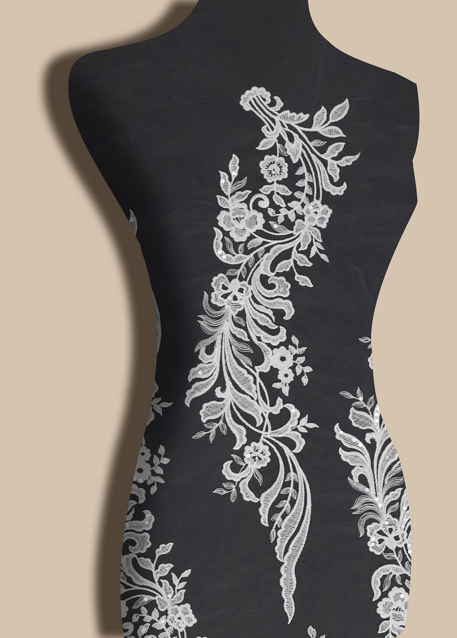 Yanzi floral embroidery lace with sequins