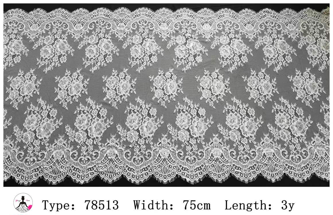 Yanzi White Chantilly Lace Eyelash Trim (75cm）