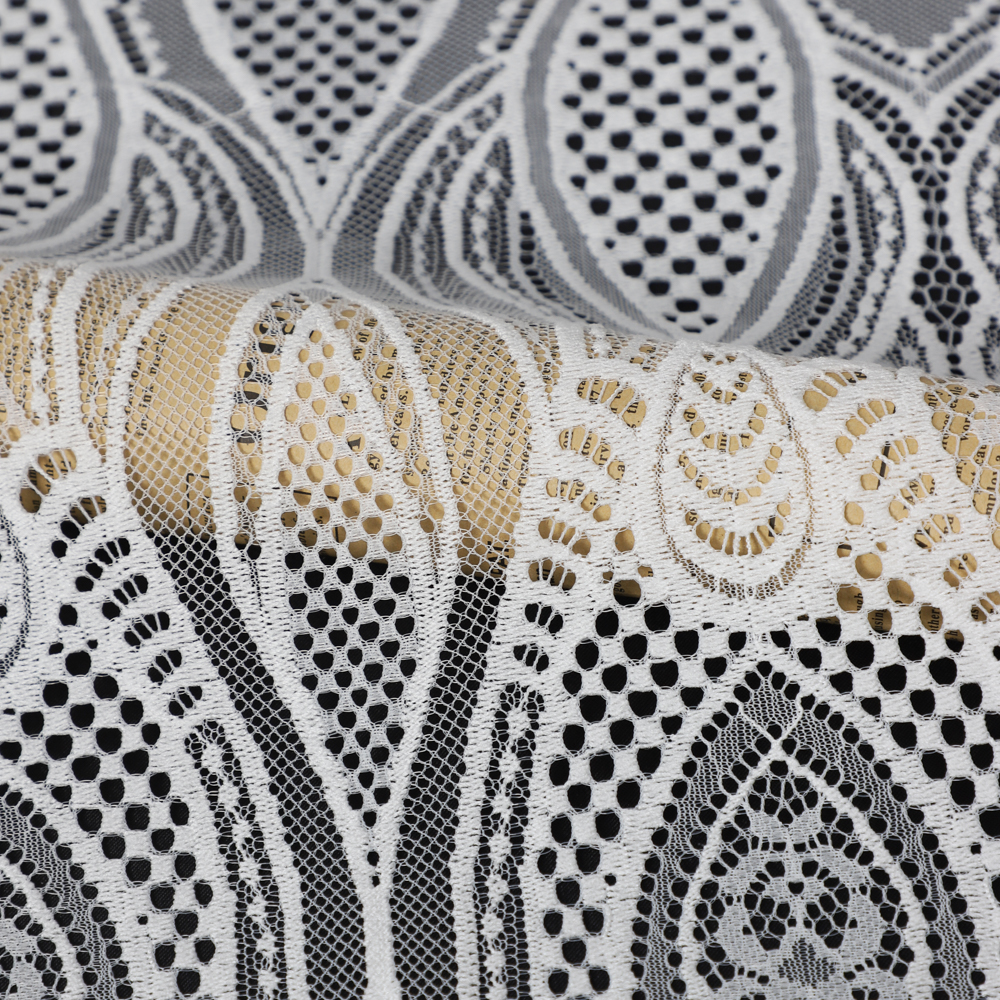 Yanzi off-white French chantilly eyelash lace fabric (59-669）