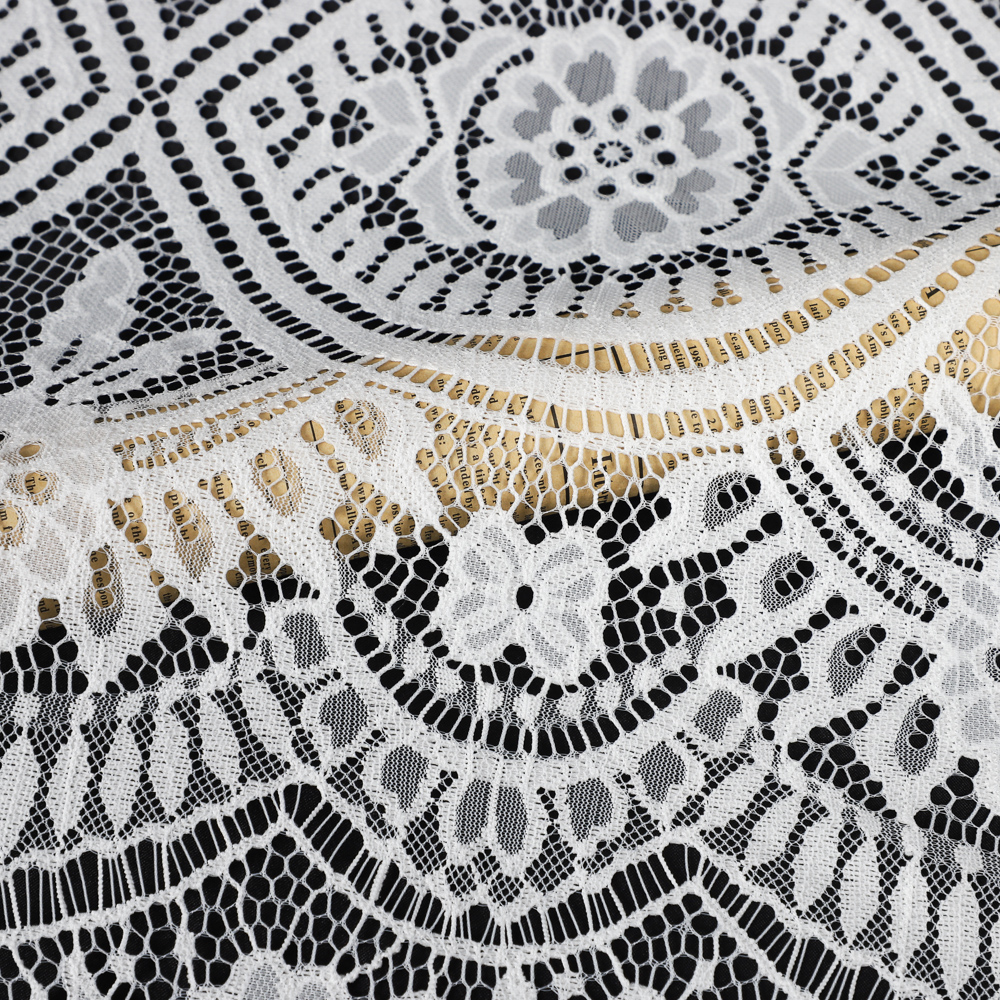 Yanzi off-white French chantilly eyelash lace fabric (59-663）