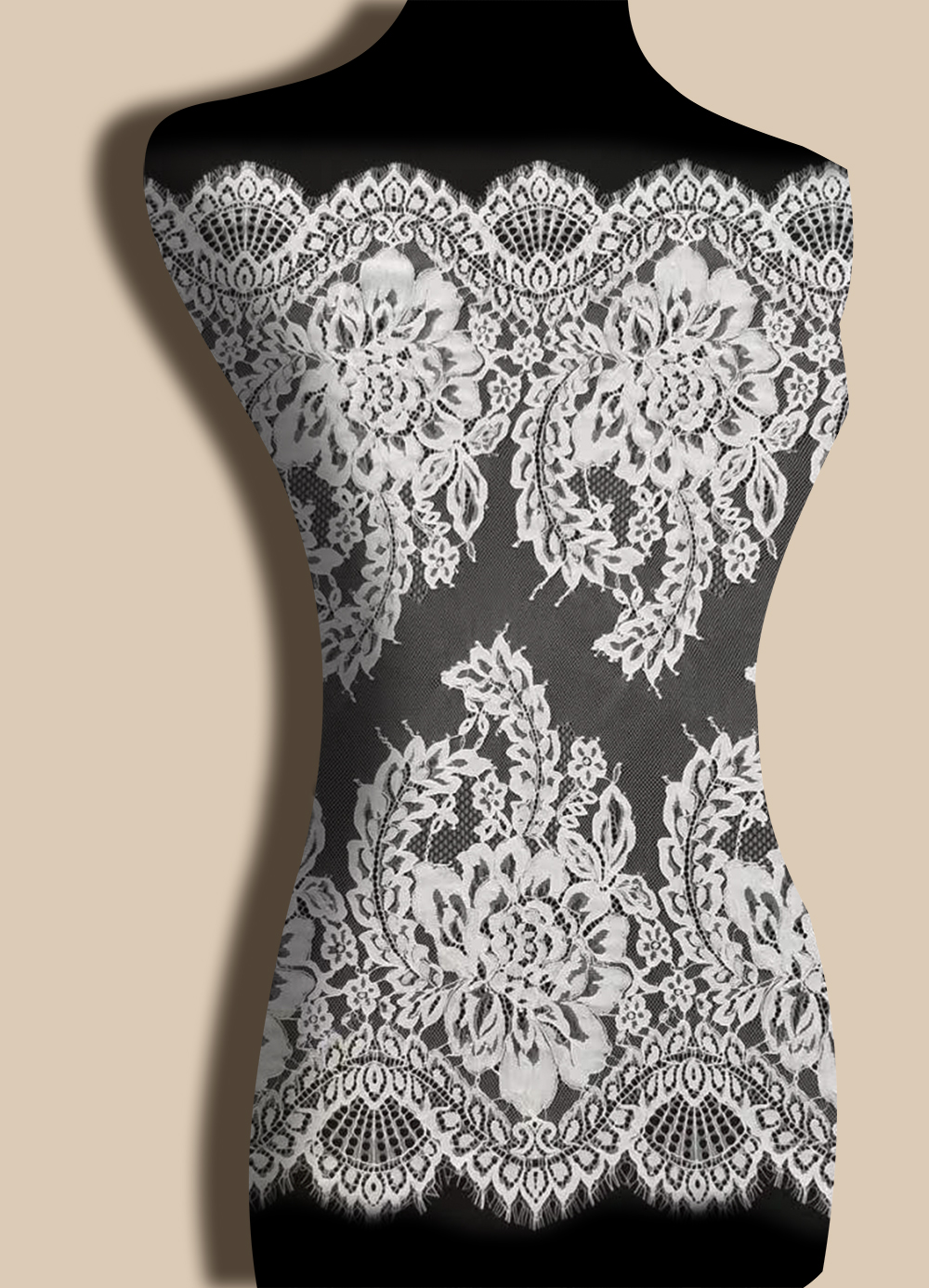 Yanzi White Chantilly Lace Eyelash Trim (75cm）