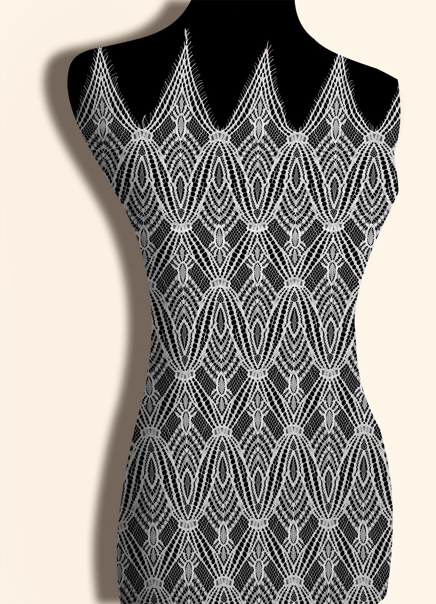 Yanzi off-white French chantilly eyelash lace fabric (59-660）