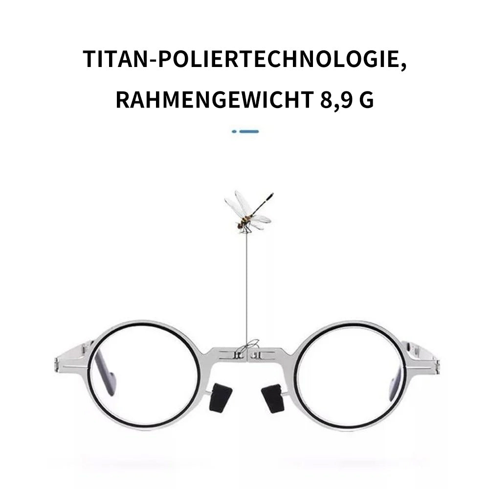Saphirvogel™ Ultraleichte schraubenlose faltbare Lesebrille aus Titanmaterial