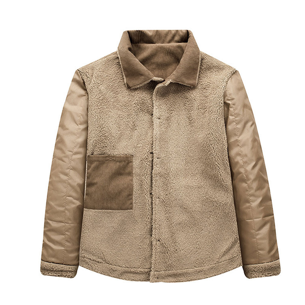 Saphirvogel™ Herrenjacke mit Sherpa-Futter und Cord-Revers