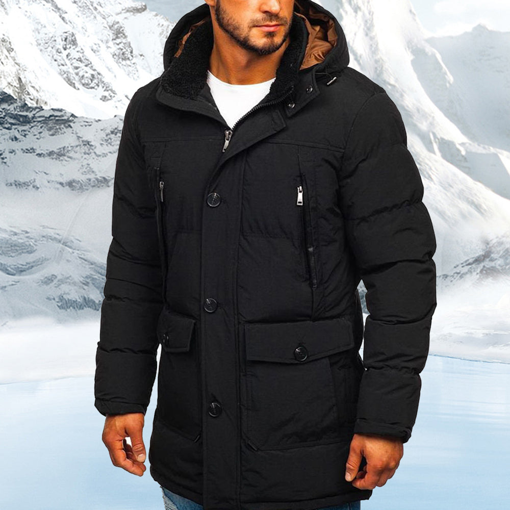 Saphirvogel™ Lässige Daunenjacke mit Kapuze aus Baumwolle für Männer