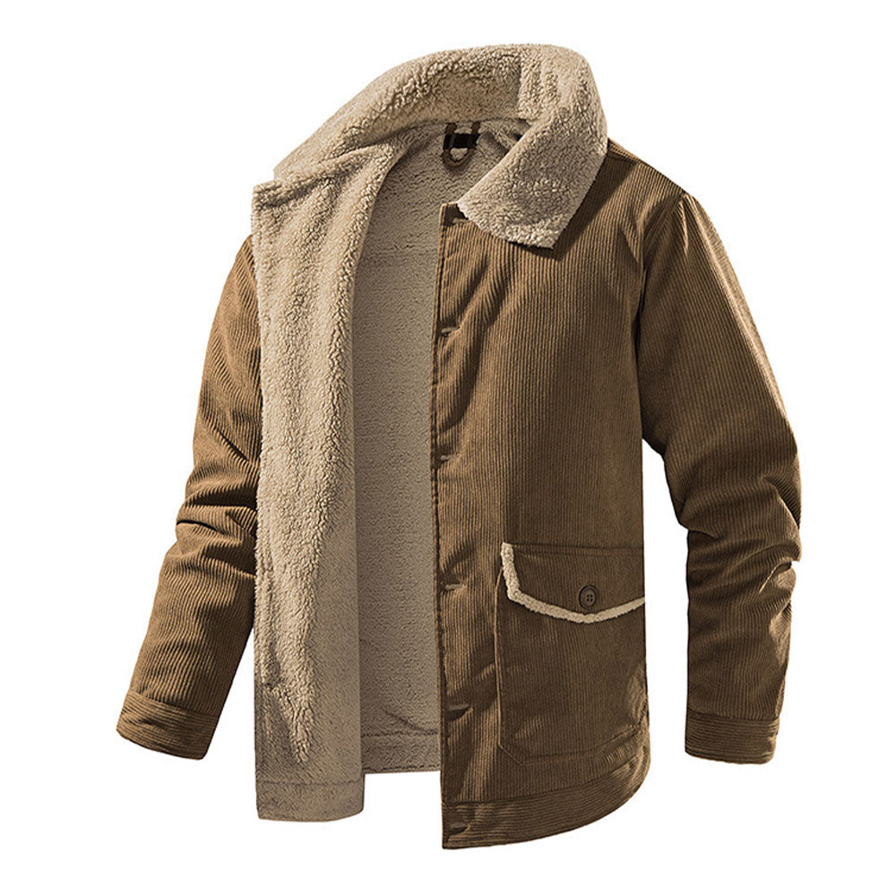 Saphirvogel™ Herrenjacke mit Sherpa-Futter und Cord-Revers