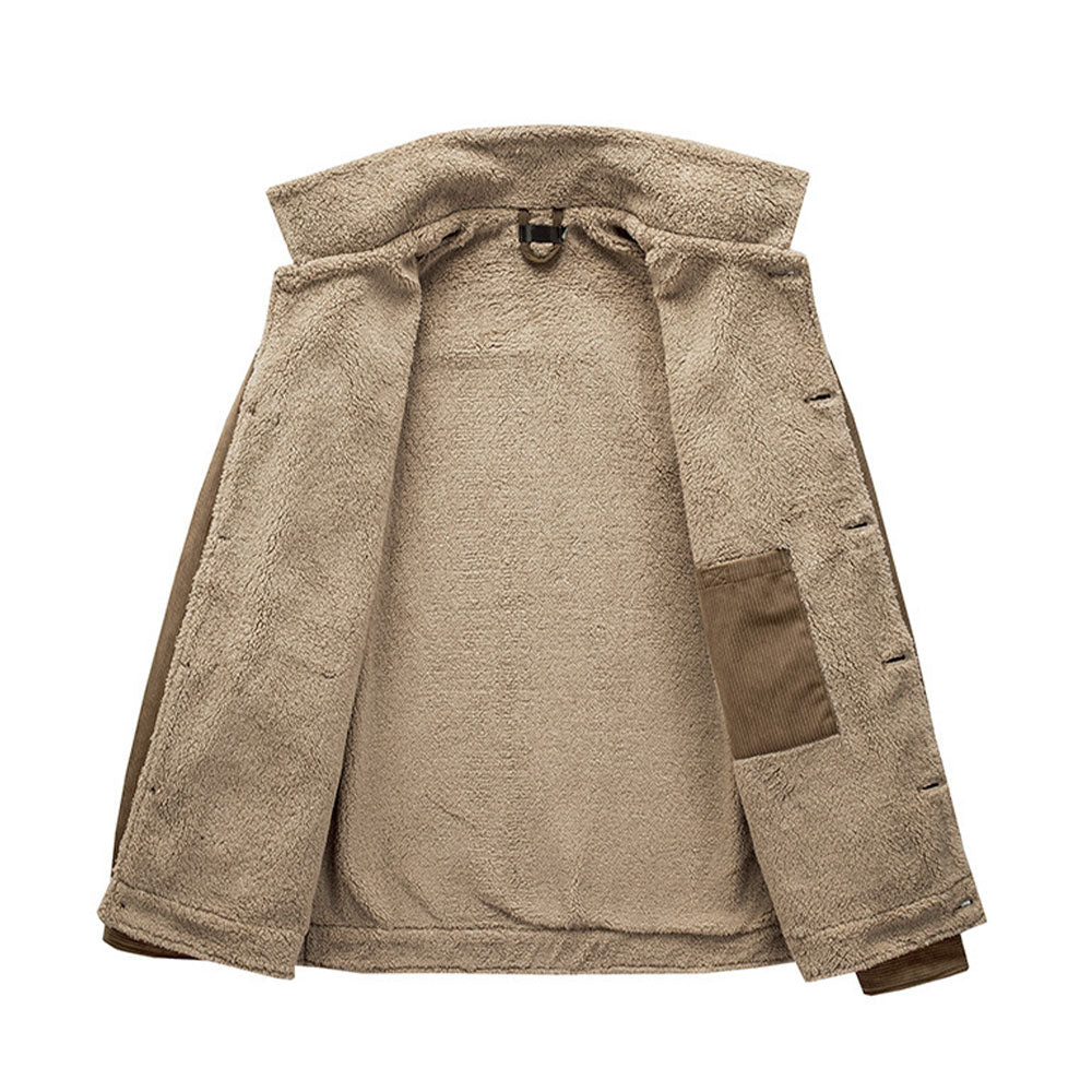 Saphirvogel™ Herrenjacke mit Sherpa-Futter und Cord-Revers