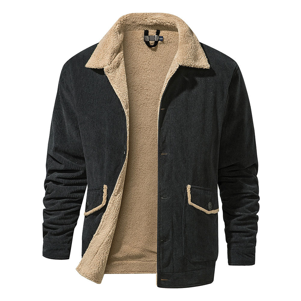 Saphirvogel™ Herrenjacke mit Sherpa-Futter und Cord-Revers