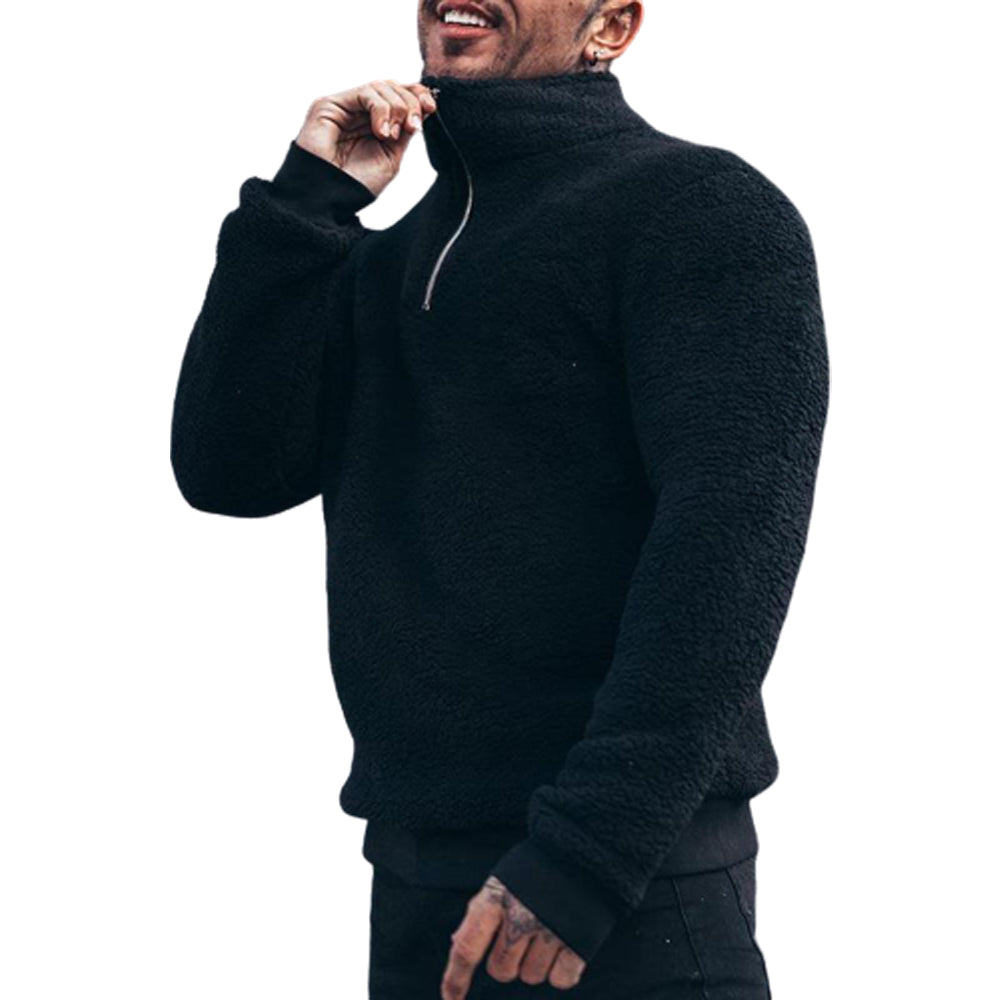 Herren Sweatshirt mit Reißverschluss und Plüschkragen