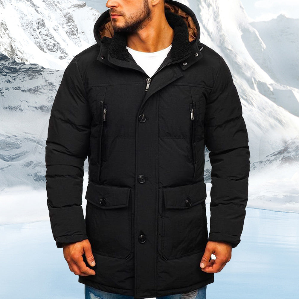 Saphirvogel™ Lässige Daunenjacke mit Kapuze aus Baumwolle für Männer