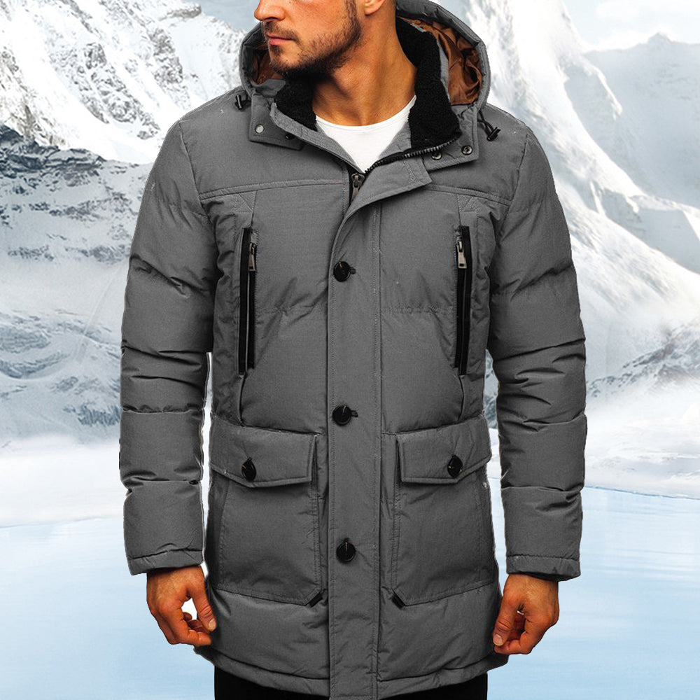 Saphirvogel™ Lässige Daunenjacke mit Kapuze aus Baumwolle für Männer