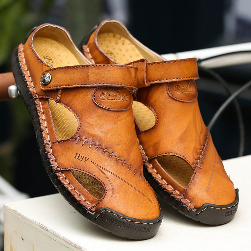 Saphirvogel™ Lässige Handnähte für Herren mit geschlossener Zehenpartie aus Leder im Freien