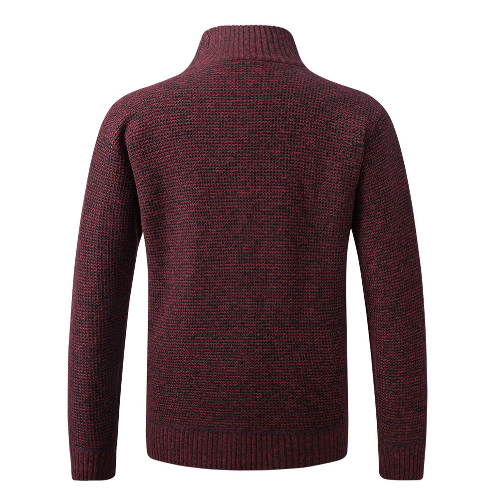 Saphirvogel™ Herren Stehkragen Gestreift Kariert Reißverschluss Gestrickt Jacke Mantel