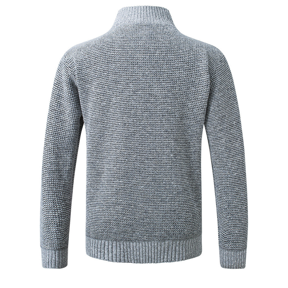 Saphirvogel™ Herren Stehkragen Gestreift Kariert Reißverschluss Gestrickt Jacke Mantel