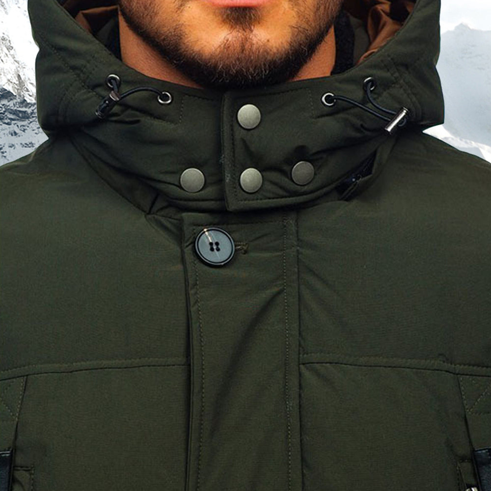 Saphirvogel™ Lässige Daunenjacke mit Kapuze aus Baumwolle für Männer