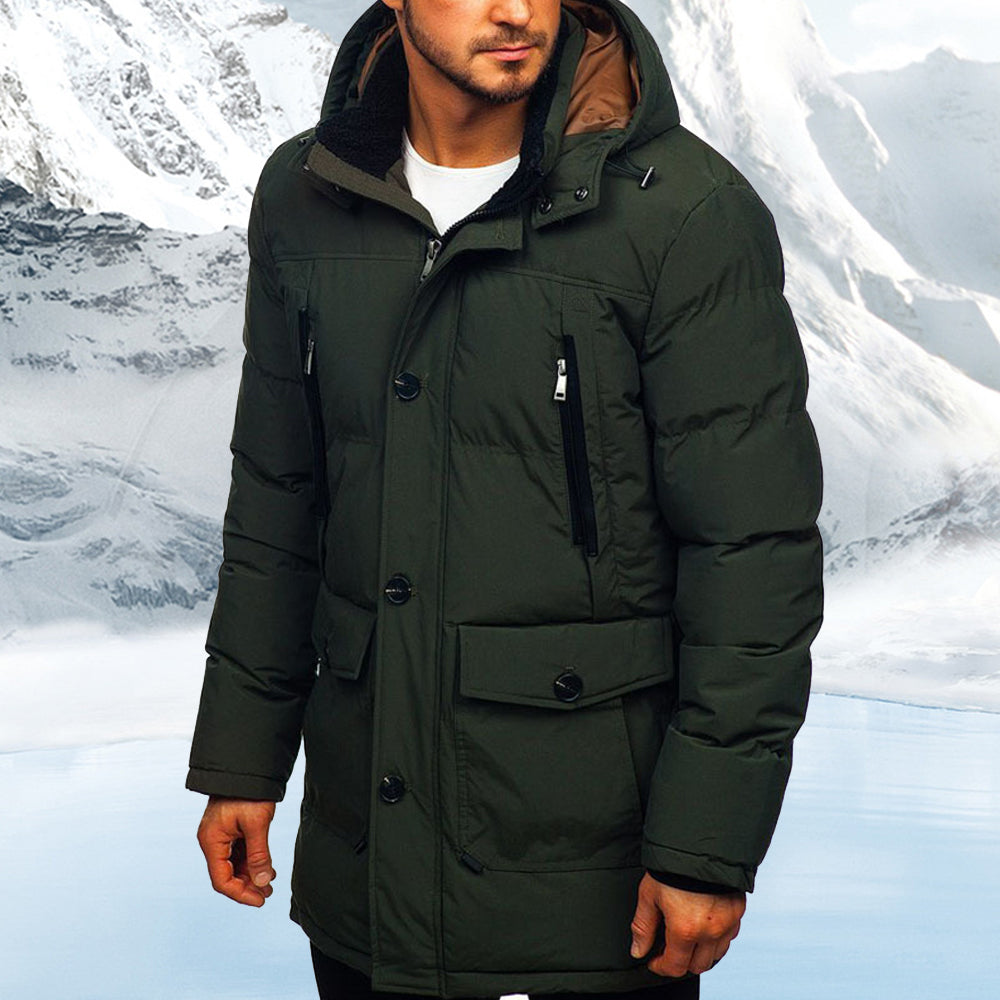 Saphirvogel™ Lässige Daunenjacke mit Kapuze aus Baumwolle für Männer