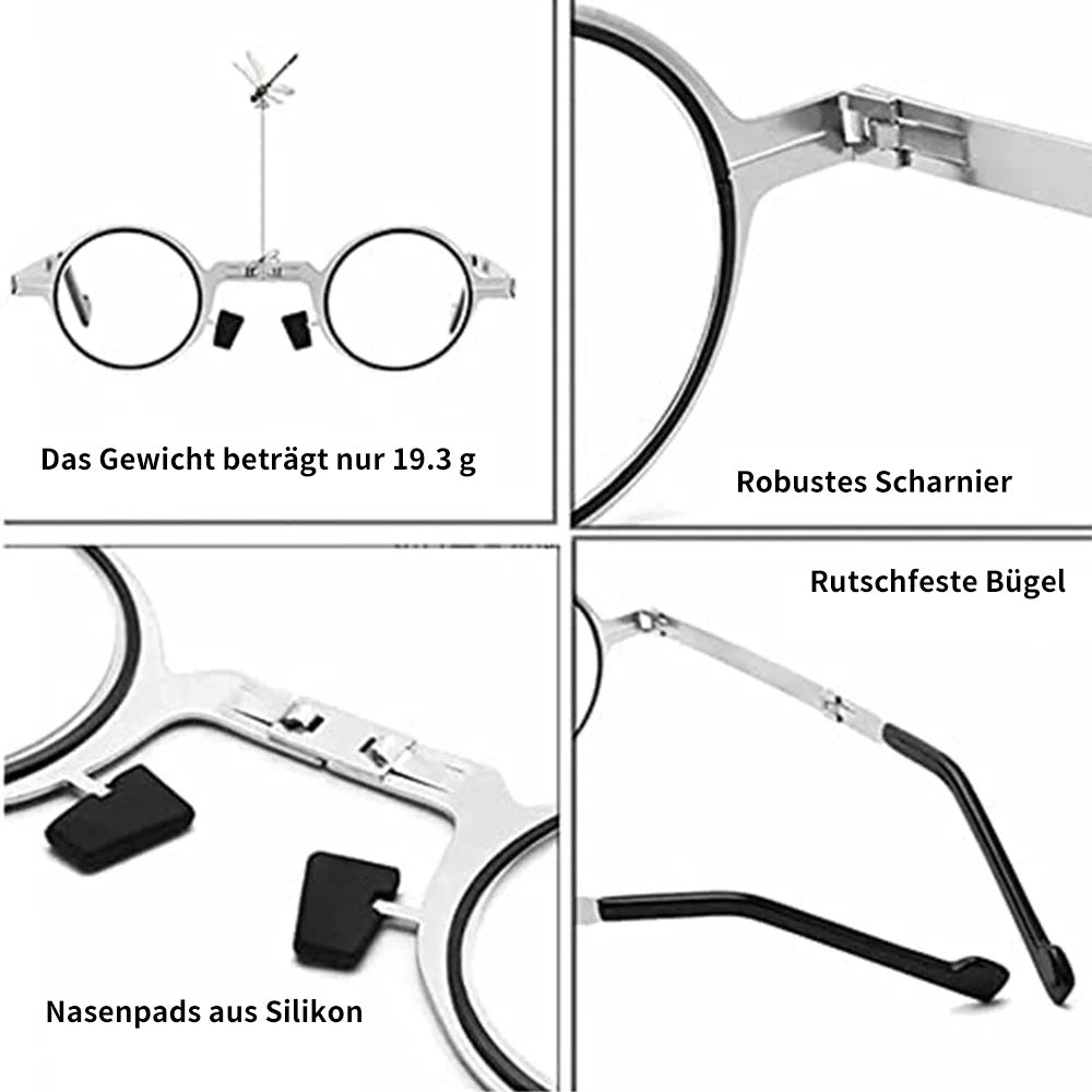 Saphirvogel™ Ultraleichte schraubenlose faltbare Lesebrille aus Titanmaterial