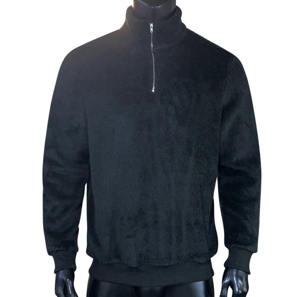 Herren Sweatshirt mit Reißverschluss und Plüschkragen