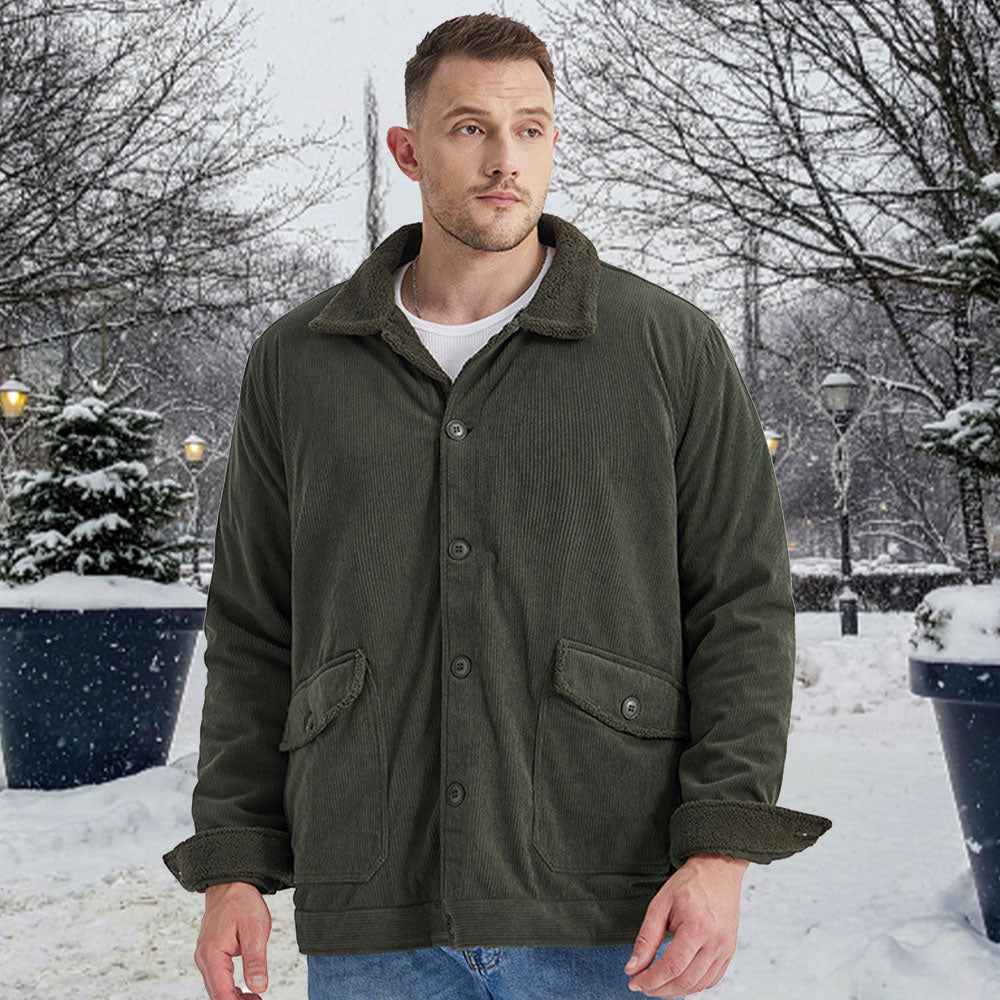 Saphirvogel™ Herrenjacke mit Sherpa-Futter und Cord-Revers
