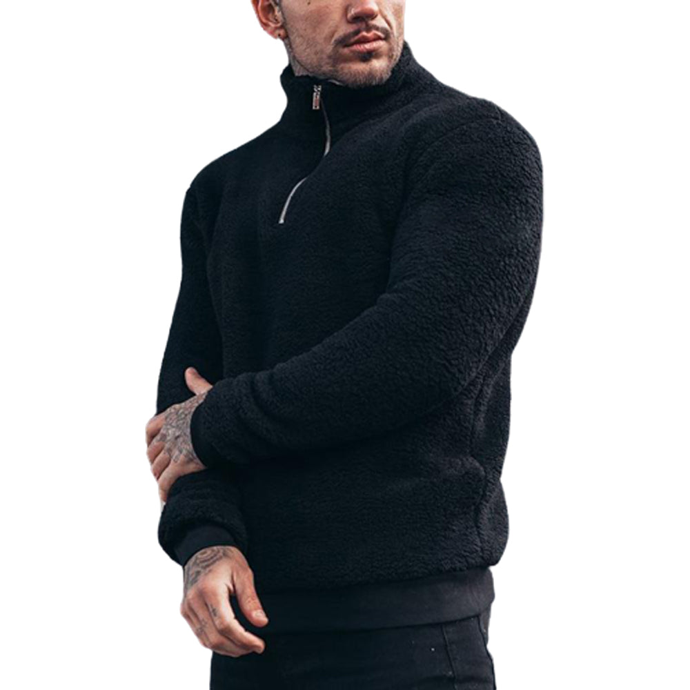 Herren Sweatshirt mit Reißverschluss und Plüschkragen
