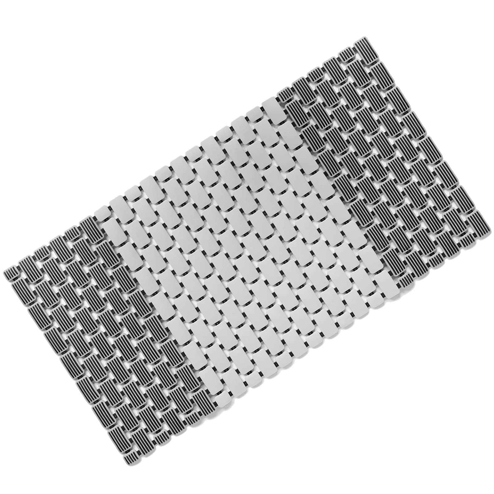 White RAVALI Non Slip Self Draining Grid Vinyl Square Shower Mat Strong Grip Suction Cups 