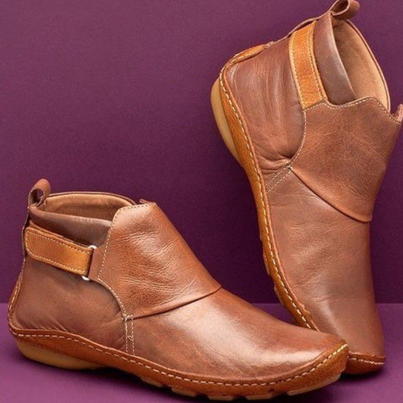 Ladies Vintage Handmade Comfortable Flat Short Boots
