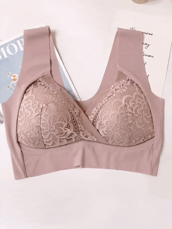 rosy lift plus size comfort extra elastic wireless support lace bra 1 1