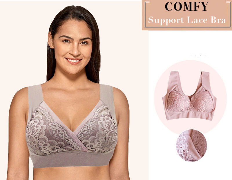 rosy lift plus size comfort extra elastic wireless support lace bra 18 1