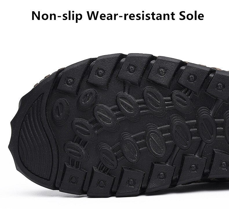 Men's Sandals Closed Toe Mesh Splicing Outdoor Leather Sandals